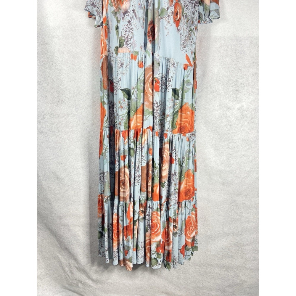 Soft Surroundings First Bloom Maxi Dress Women's 3X Blue Floral Tiered Boho Chic - Picture 3 of 10